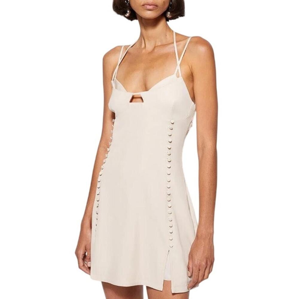 JONATHAN SIMKHAI Women's Eilish Mini Dress Size 12 In Biscotti